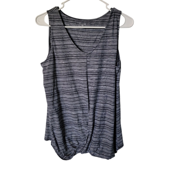 Garnet Hill Tops - Garnet Hill Tank Women’s Black Gray Faux Wrap‎ Organic Pima Cotton M
